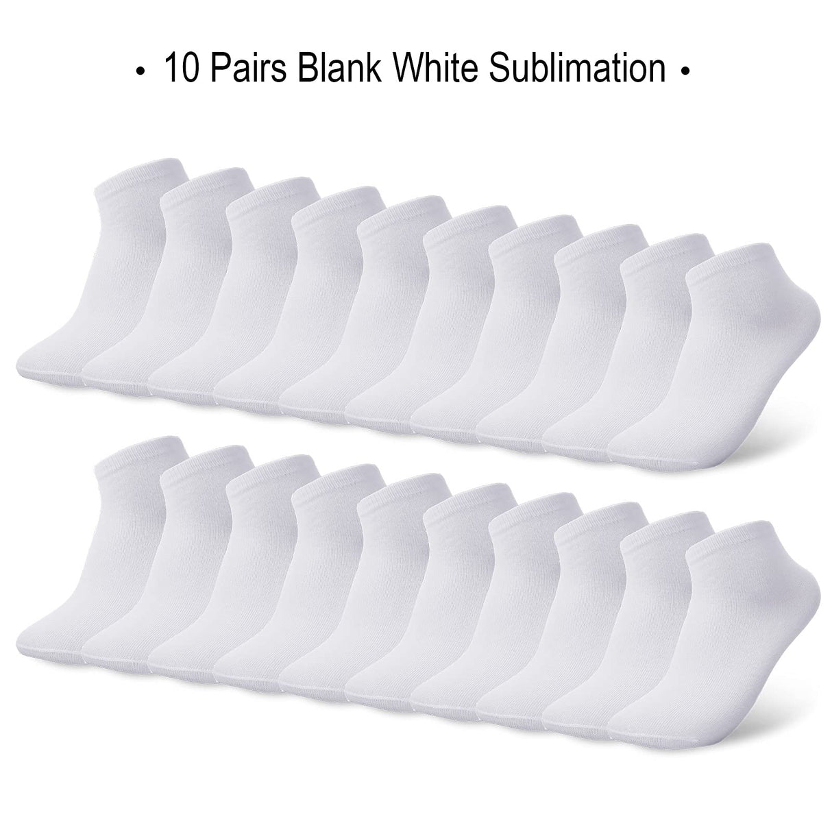 10 Pairs Blank White Sublimation Socks Printable Athletic Crew Sock (20 cm Long) Syhood