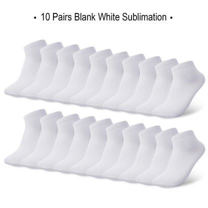 10 Pairs Blank White Sublimation Socks Printable Athletic Crew Sock (20 cm Long)