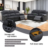 A Ainehome Living Room Furniture Set Grey Corduroy Recliner Sofa Set Loveseat Chair Furniture Sofa Set for Living Room/Rv/House/Office/Theater Seating (A-Dark Grey Corduroy, Sofa+Loveseat) A Ainehome