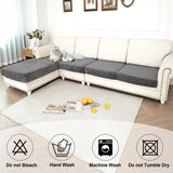 NAISI Waterproof Couch Cushion Covers Thick Velvet Fabric Washable Sofa Slipcovers Sectional Couch Covers for 4 Pieces Separate L Shape Couch Cover with Elastic Bottom(3 Seater + 1 Chaise,Grey) NAISI