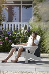 Keter Alpine Adirondack Resin Outdoor Furniture Patio Chairs with Cup Holder-Perfect for Beach, Pool, and Fire Pit Seating, White Keter