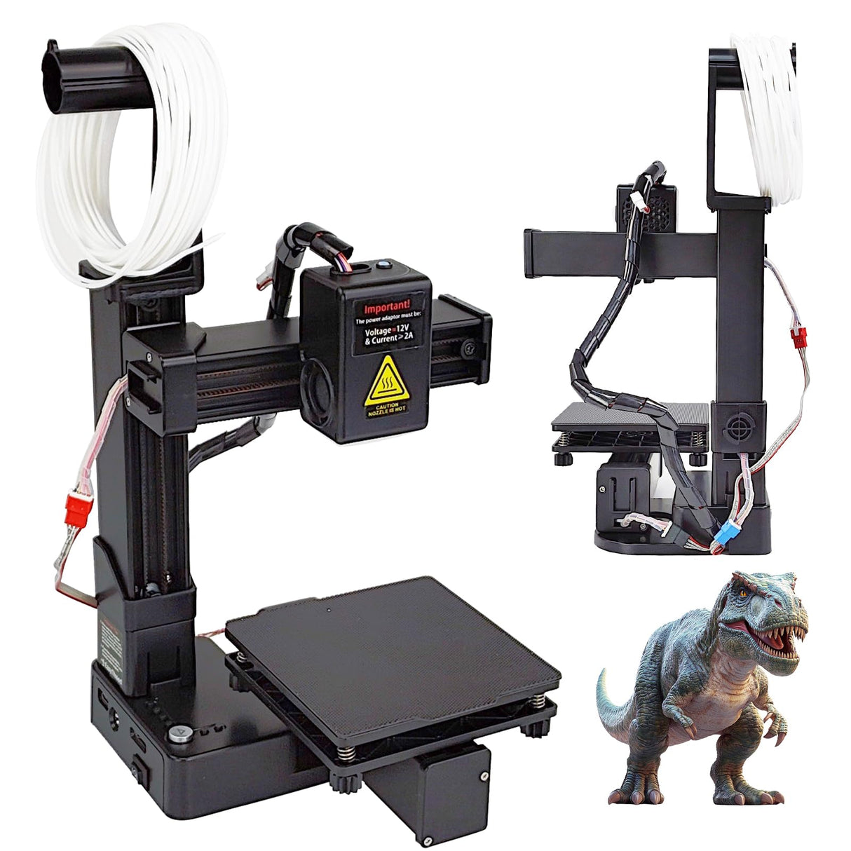 K10 Small Entry Level Portable 3D Printer - Compact FDM 3D Printer with Removable Build Plate, 100x100x100mm Build Volume, Easy-to-Use Design for Beginners (Black) Easythreed