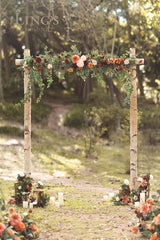 Ling's Moment 6.5FT Backdrop Floral Garland Artificial Wedding Arch Flowers Sage Green Decor, Orange Ceremony Reception Hanging Eucalyptus Rose Arbor Arrangement Outdoor Party Swag Home Decorations Ling's Moment
