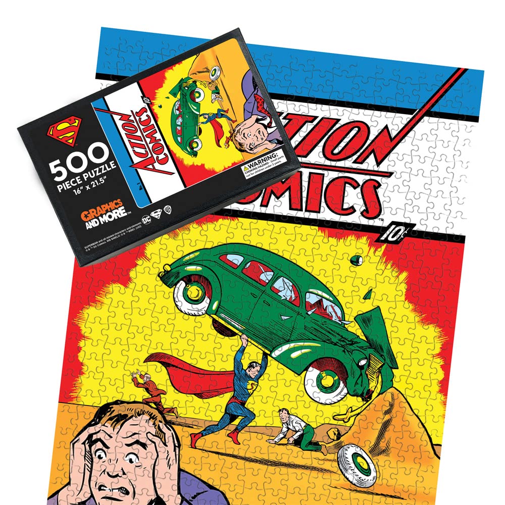 Superman Action Comics 1 500 Piece Jigsaw Puzzle for Adults, 16" L X 21.5" W GRAPHICS & MORE