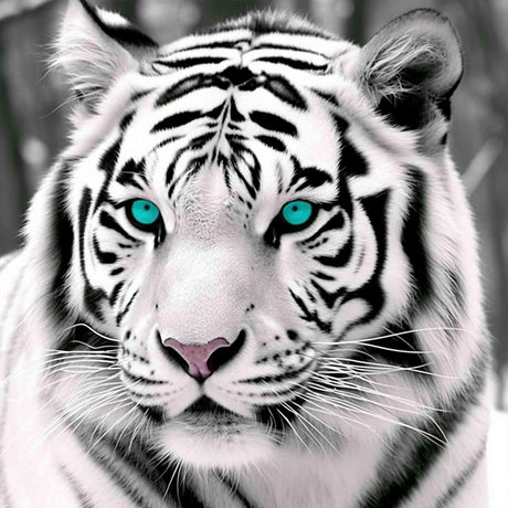 Bimkole 5D Diamond Painting Kits Blue-Eyed White Tiger, Full Drill Animals DIY Rhinestone Embroidery Set Paint with Diamonds Art by Number Kits Cross Stitch Home Wall Craft Decoration 12X12 inch Bimkole