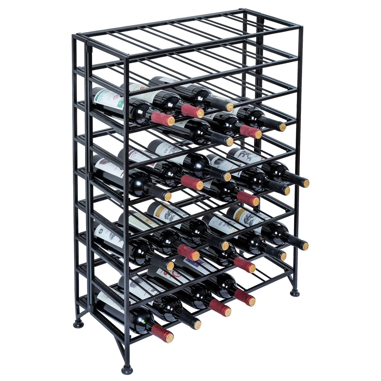 MyGift Black Metal Wine Rack Freestanding Floor Stand, 9 Tier Beverage Bottle Storage Shelf - Holds up to 54 Bottles MyGift