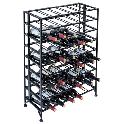 MyGift Black Metal Wine Rack Freestanding Floor Stand, 9 Tier Beverage Bottle Storage Shelf - Holds up to 54 Bottles