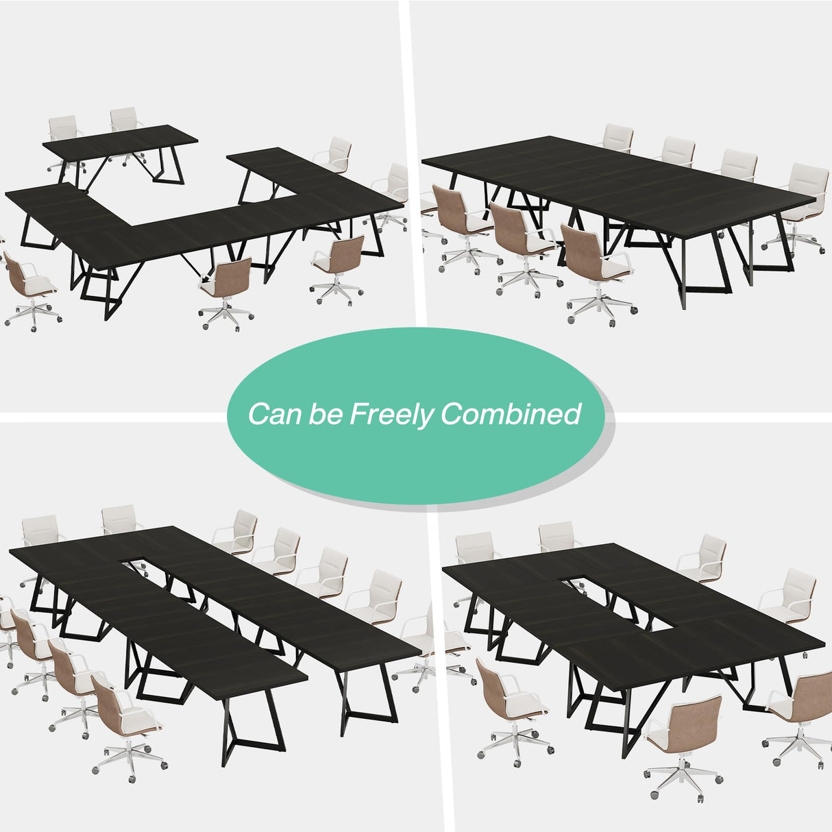 Tribesigns 70.86" Conference Table, Modern Black Meeting Table with Metal Frame, Rectangular Seminar Table Boardroom Desk for Office Meeting Conference Room Tribesigns