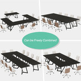 Tribesigns 70.86" Conference Table, Modern Black Meeting Table with Metal Frame, Rectangular Seminar Table Boardroom Desk for Office Meeting Conference Room Tribesigns