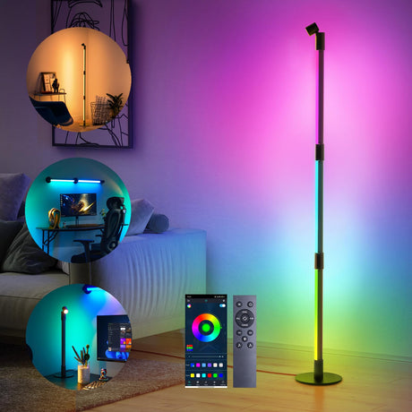 Smart RGBW LED Lamp with Spotlight, App & Remote Control, Music Sync, 16 Million Colors & Memory Function, Perfect for Living Room Bedroom Gaming Room & TV Backlighting Ambient Lighting & Wall Decor Brightown