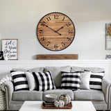 UPPER DECOR Rustic Farmhouse Wall Clocks for Living Room Decor, Large 24 inch Wall Clock with Dark Brown Wooden Face and Black Metal Frame, Silent Battery Operated for Kitchen Bedroom Entryway UPPER DECOR