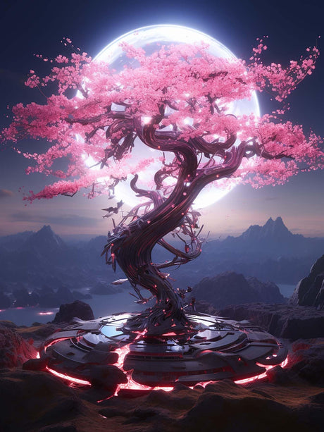 LOMSIOY Diamond Art Painting Kits Tree for Adults Paint with Diamond Art Cherry Blossom, Round Full Drill Crystal Rhinestone Crafts Gem Arts for Home Wall Decor 12x16 inch 2 LOMSIOY