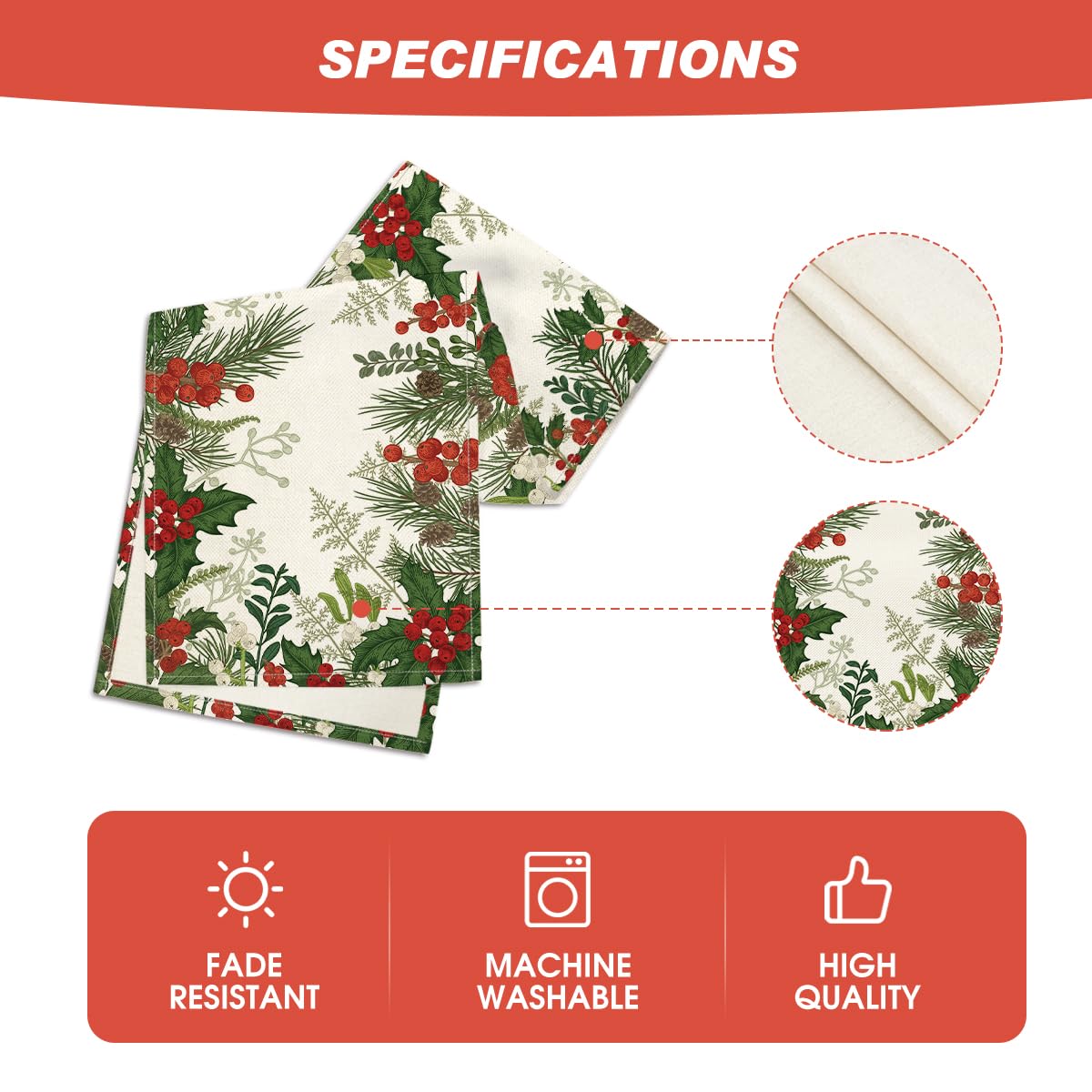 Artoid Mode Holly Pine Cone Christmas Table Runner, Seasonal Winter Kitchen Dining Table Decoration for Home Party Decor 13x72 Inch Artoid Mode