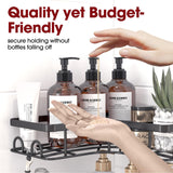 Sakugi Corner Shower Caddy - 2 Pack, Adhesive Shower Organizers, Rustproof Stainless Steel Shower Shelves with 8 Hooks, No Drilling Bathroom Organizers and Storage Racks, Space-Saving, Black,Medium Sakugi