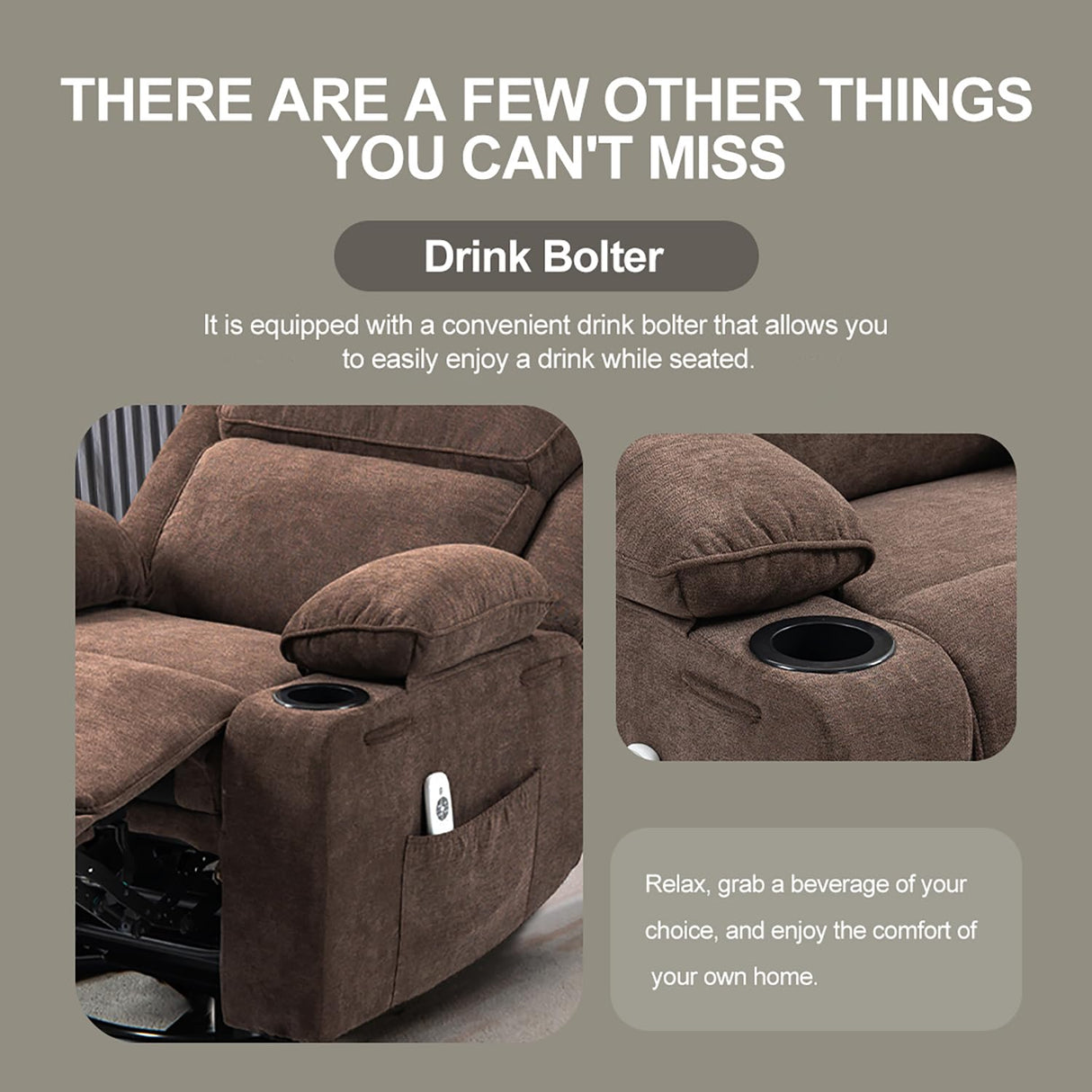 BRTHORY Rocker Recliner Chair with Massage and Heated, 360°Swivel Rocking Manual Recliner Chairs with Cup Holders Remote Control for Living Room (Brown) BRTHORY