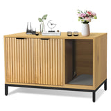 QuicMiou Cat Litter Box Enclosure, Hidden Litter Box Furniture with Metal Legs, Side End Table Indoor Washroom Cat House Storage Cabinet 31.5 x 19.7 x 20.6 Inches (Natural Oak) QuicMiou