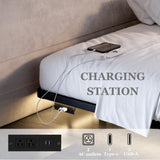 FDLOGW 8 in High Floating Bed Frame Queen with Led Lights & Charging Station, Metal Platform Queen Floating Bed Frame No Box Spring Needed, Heavy Duty, Noise Free FDLOGW