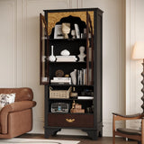 Timechee Modern Book Shelf with Drawers, 72" Tall Black Bookcase Storage Cabinet with Tempered Glass Doors and Open Shelves, Large Bookshelves and Bookcases, Display Cabinet Bookshelf for Living Room Timechee