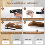 RALGEND Floating Shelves for Wall, 1.5" Thick Wall Shelf Set of 3 with Invisible Brackets, 15.7L x 7.9W Hanging Shelves Farmhouse Home Decor for Bathroom, Living Room, Bedroom, Kitchen, Rustic Brown RALGEND