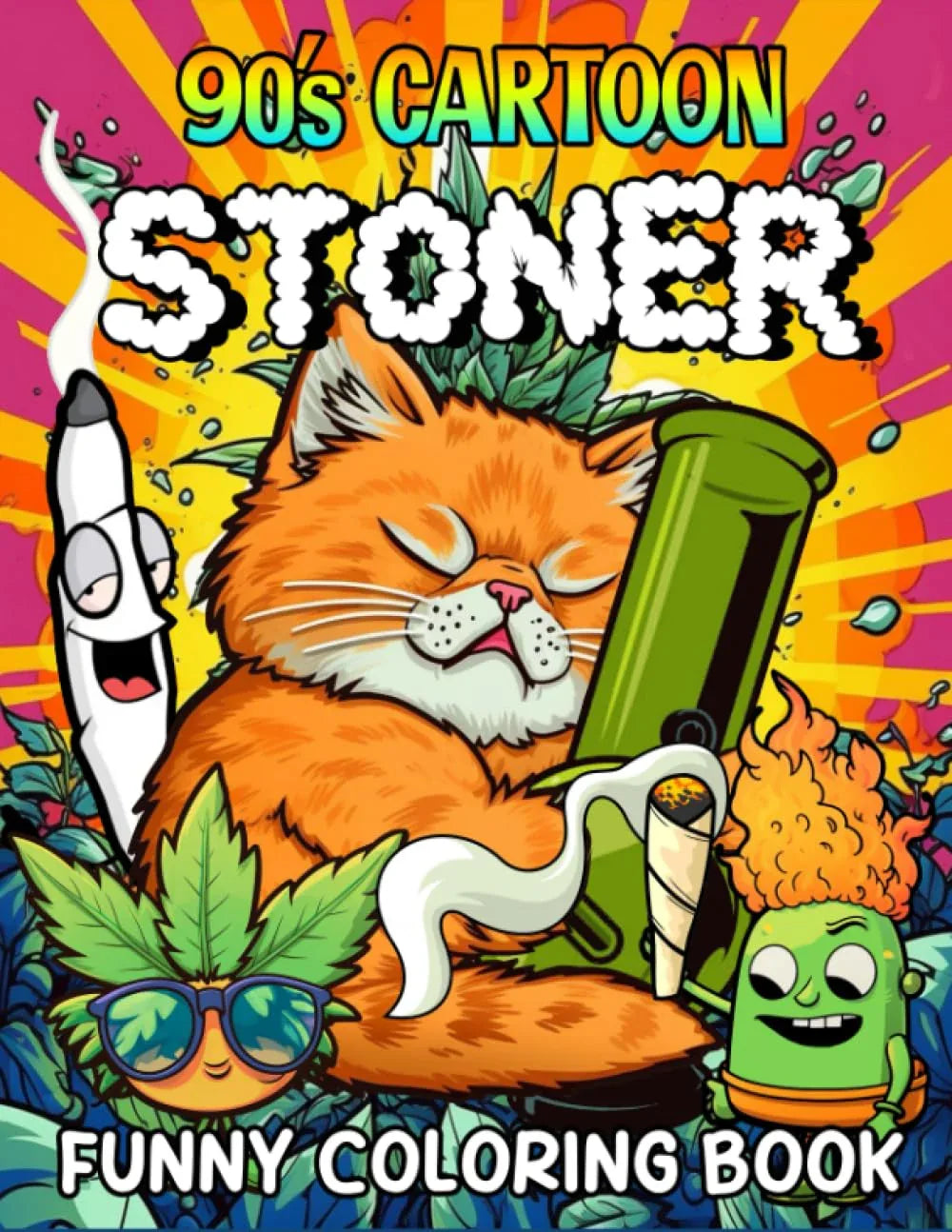 90s Cartoon Stoner Funny Coloring Book: 40+ Stoner Trippy Psychedelic Colouring Pages (Stress-relieving & Relaxing), Great Idea Gift For Cartoon Fan WoodArtSupply