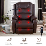 SoarTalent Zero Gravity Power Recliner Chairs for Adults 139°Single Sofa Chair Massage and Lumbar Heating with USB Port, Phone Holder, Side Pocket, Eco Leather(Brown) SoarTalent