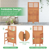 Toolsempire Garden Potting Bench Table, Folding Potting Bench Outdoor Workstation with Trellis & 2-Tier Shelves, Wood Potting Table for Outdoor, Deck, Balcony, Garden, Backyard Toolsempire