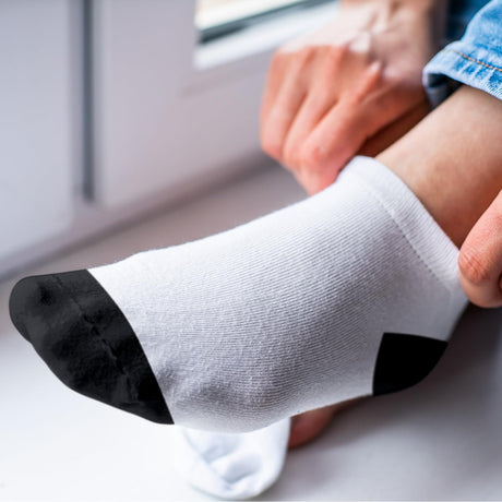 Toulite 15 Pairs White Sublimation Socks Blanks Polyester Socks Heat Transfer Socks 2 Pcs Metal Sublimation Sock Jig, 3 Sizes(Black Sole) Toulite