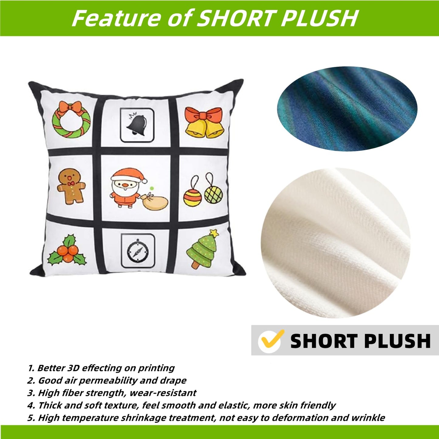 12pack Sublimation Short Plush Pillow Cases Blanks, 16 x 16 Inch, 9 Panels Style Short Plush Throw Pillow Covers, Cushion Cover for Sublimation, Sofa Couch DIY Pillow Case (No Pillow Insert, 12pcs)