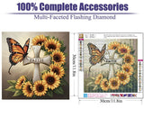 STGLCR Diamond Art Kits for Adults, Cross Diamond Painting Kits for Beginners, 5D Sunflowers Round Full Drill Gem Art for Adults, Paint by Diamonds Pictures DIY Crafts Kits 12x12inch STGLCR