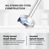 Elite Gourmet EHB1062 Variable Step-less Speed Immersion Hand Blender 500 Watts with Turbo, Stainless Steel Blades, Pressure Controlled Stick Mixer, Sauces, Soup, Smoothies, Baby Food, Stainless Steel Elite Gourmet