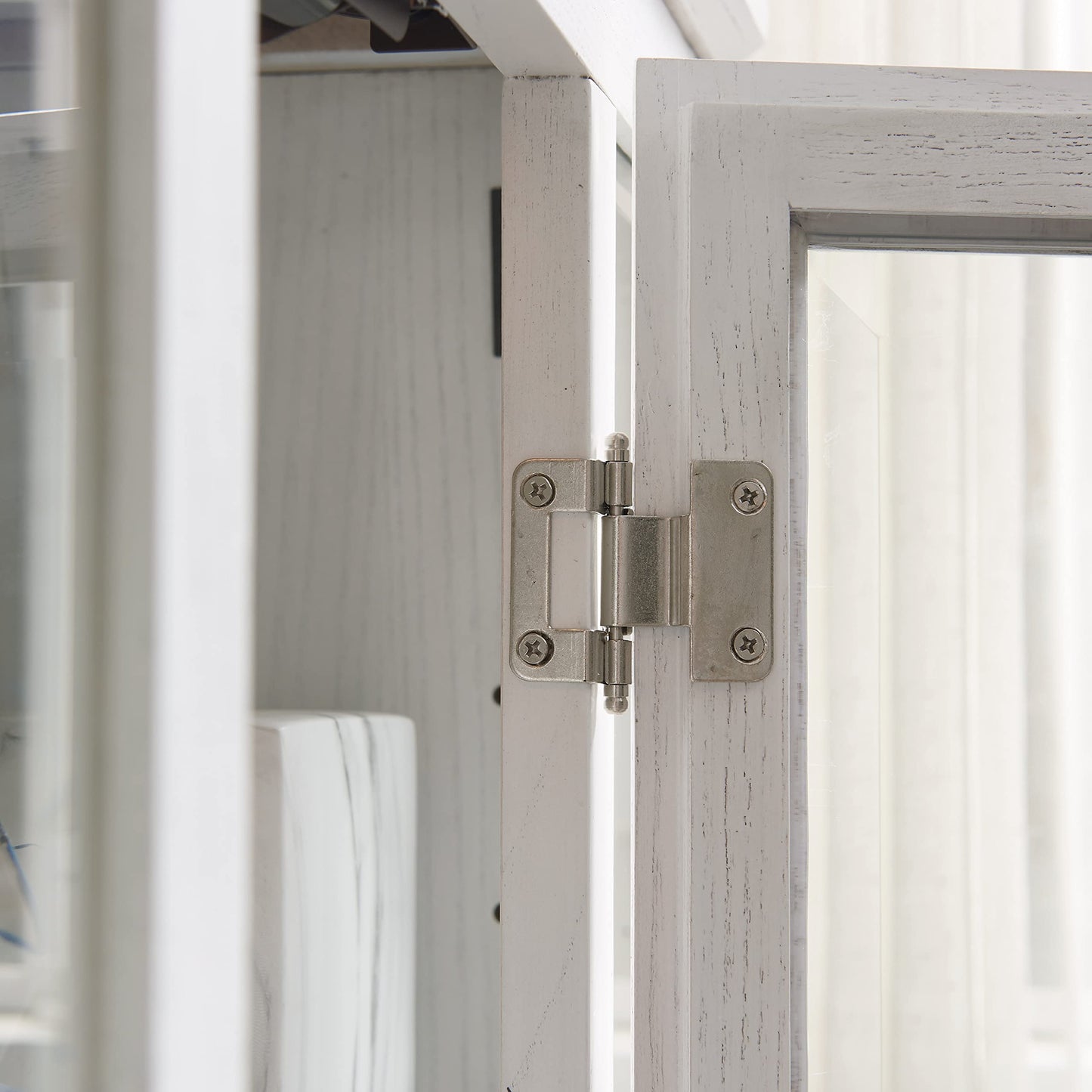 Leick Home Favorite Finds Entryway Wood Curio Cabinet in Weathered White - WoodArtSupply