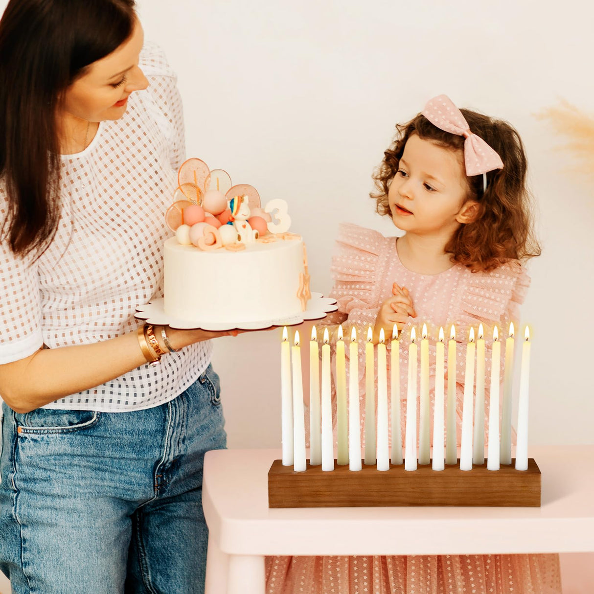 Mumufy Wood Taper Candle Holders for Table Centerpiece Giant Wooden Birthday Party Candlestick Farmhouse Candle Holders Decorations for Wedding Anniversary Desktop, 18in (Dark Brown) Mumufy