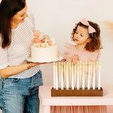 Mumufy Wood Taper Candle Holders for Table Centerpiece Giant Wooden Birthday Party Candlestick Farmhouse Candle Holders Decorations for Wedding Anniversary Desktop, 18in (Dark Brown) Mumufy