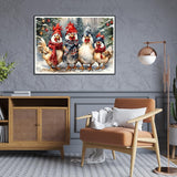 Ekuxom Chicken Diamond Art Kits for Adults, Winter Christmas Diamond Art Kits for Adults, Full Round Christmas Chicken Diamond Painting Gem Art Home Wall Decor 16x12 inch Ekuxom