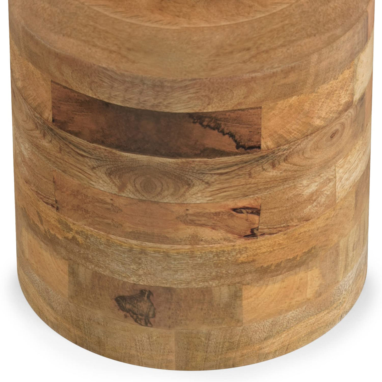 SIMPLIHOME Haynes SOLID MANGO WOOD 16 Inch Wide Round Boho Wooden Accent Table in Natural, Fully Assembled, For the Living Room and Bedroom SIMPLIHOME
