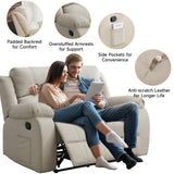GNMLP2020 Reclining Loveseat Sofa Leather Recliner Couch 2 Seater Sofa for Living Room, Home Theater Seating(Loveseat,Beige) GNMLP2020