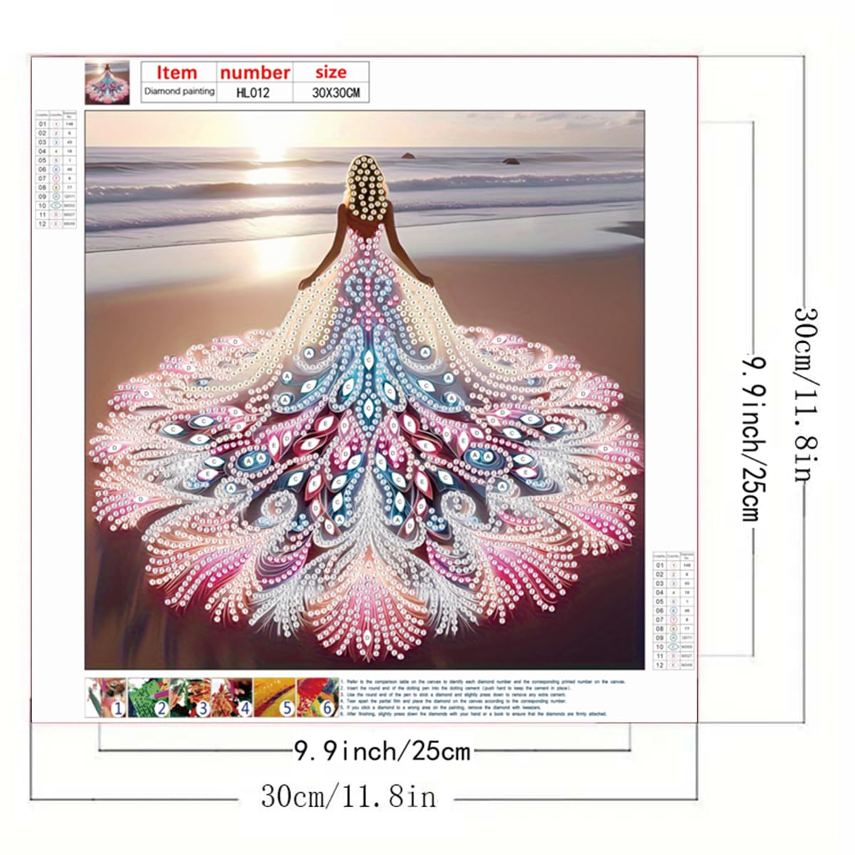 Beach Woman Diamond Art Kits for Adults,DIY Sunset Special Shaped Diamond Painting Kit for Beginners,5D Diamond Painting Crystal Rhinestone Gem Art for Home Wall Decor 11.8 X 11.8Inch GEMFAMILY