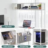 Yoobure L Shaped Desk Gaming Desk with LED Strip & Power Outlet, Reversible L-Shaped Computer Desk with Storage Shelf & Drawer, Corner Desk with Storage Bag, 2 Person Home Office Desk, White Yoobure