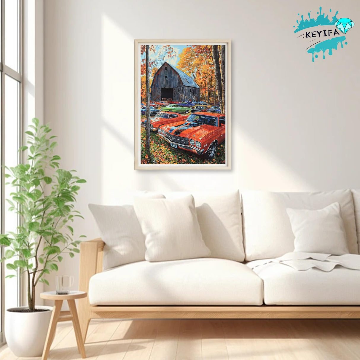 KEYIFA Sports Car Diamond Art Kits for Adults, DIY Diamond Painting Pickup Truck, Round Full Drill, 5D Barn Diamonds Dots Mosaic Painting, Gem Arts Craft for Home Wall Decor Gifts, 30x40cm KEYIFA