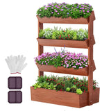 DoCred Vertical Wooden Raised Garden Bed, 4 Tier Garden Planters Freestanding Wood Plant Stand Flower Rack Wooden Planter Box for Plants Herbs Flowers Vegetables Outdoor Indoor Gardening DoCred