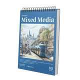 Crehatos Mixed Media Sketchbook 9" x 12", Top Spiral Bound Sketch Pad, 60 Sheets 98lb/160gsm Drawing Paper for Wet and Dry Media, 1 Pack Crehatos