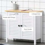 HOMCOM Under Sink Storage Cabinet with Removable Shelf, Bathroom Vanity Cabinet with 2 Doors, White HOMCOM
