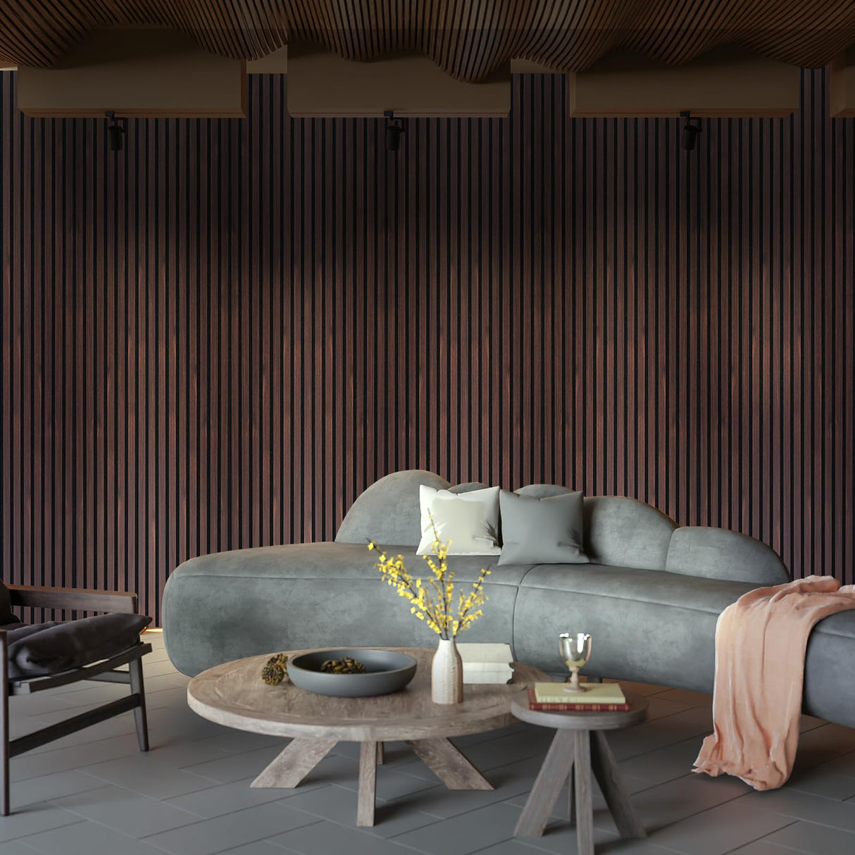 Art3dwallpanels Wood Slat Wall Panel, 108'' x 13'' Wood Panels for Wall 2 Pack 3D Soundproof Wall Panels, Large Acoustic Panels for Interior Ceiling and Wall Decor Noise Reduction,Walnut Art3dwallpanels