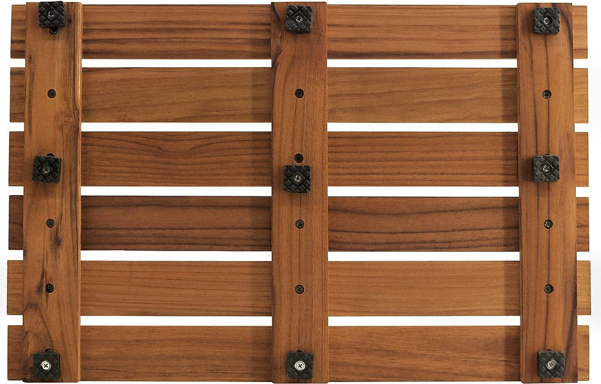 VaeFae Teak Shower Mat, Non-Slip Bath Mat, Luxury Spa Mat, Wooden Mat for Bathtub, 20 x 13 in VaeFae
