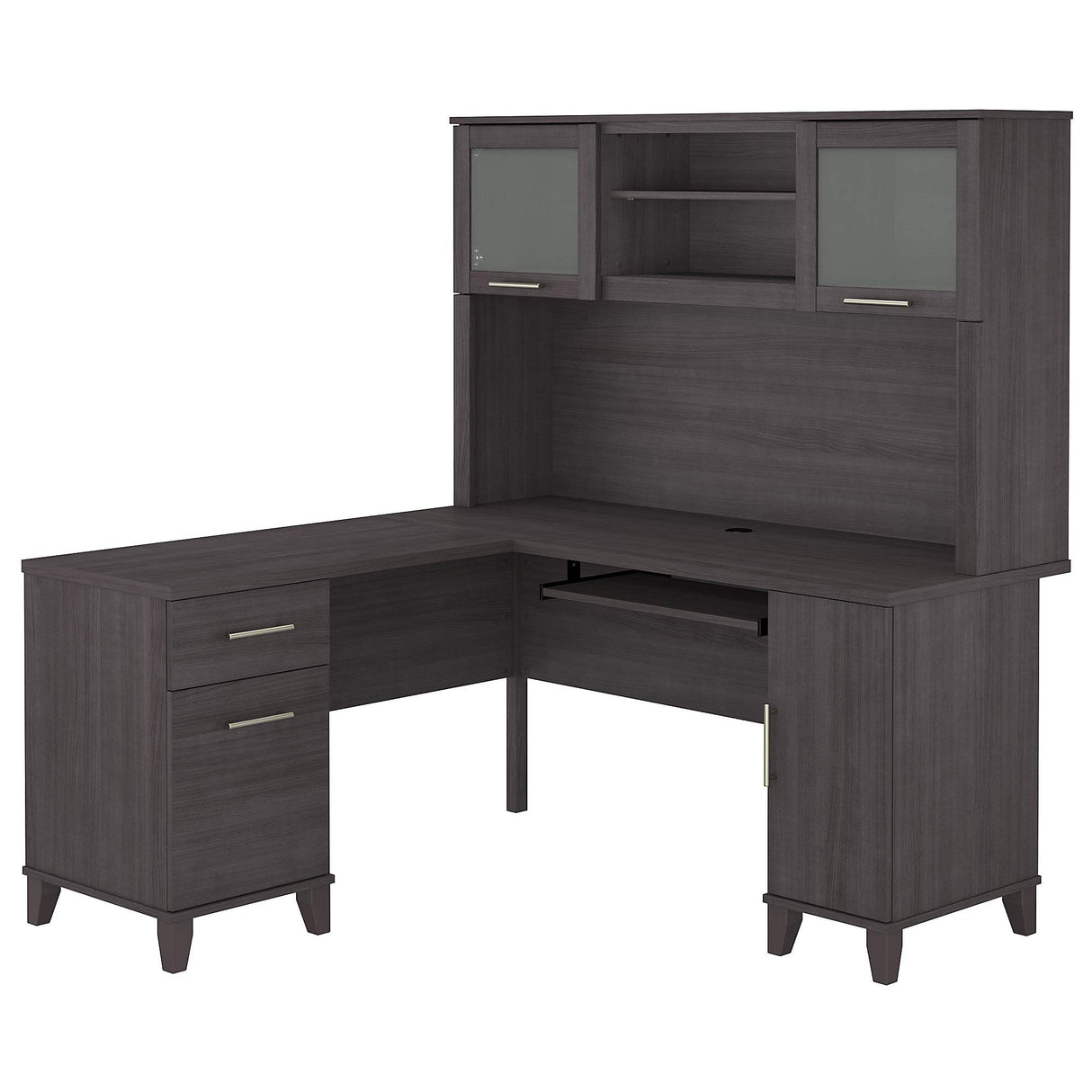 Bush SET002SG Somerset 60-Inch W L-Shaped Desk with Hutch, Storm Gray Bush Business Furniture