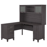 Bush SET002SG Somerset 60-Inch W L-Shaped Desk with Hutch, Storm Gray Bush Business Furniture