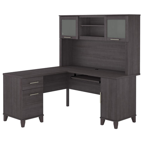 Bush SET002SG Somerset 60-Inch W L-Shaped Desk with Hutch, Storm Gray Bush Business Furniture