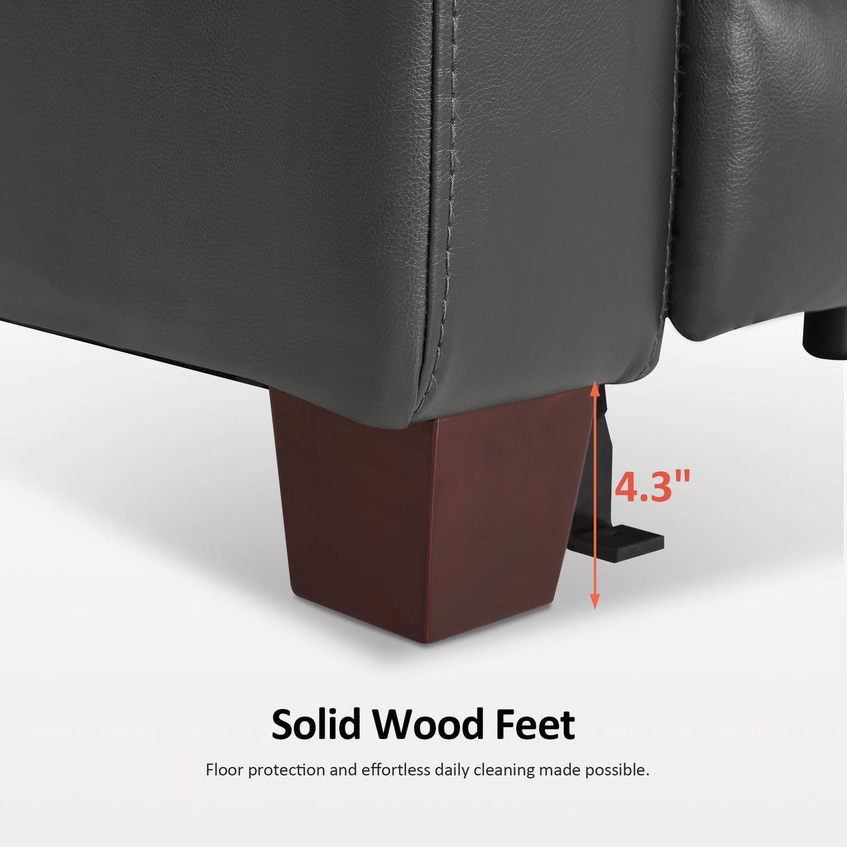 MCombo Zero Wall Recliner Chair, Wall Hugger Power Recliner Chair with Adjustable Headrest, High Wood Leg, USB Charge Ports, for Living Room, Small Spaces, HL128 (Faux Leather, Dark Grey) MCombo