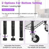 Storage Shelves 6-Tier Wire Shelving Unit Garage Shelving with Wheels 2100LBS Capacity,18" D x 48" W x 78" H Metal Shelves Storage Rack Heavy Duty Shelving for Garage Kitchen Pantry,Black Capacmkseh