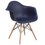 Flash Furniture Alonza Series Navy Plastic Chair with Wooden Legs Flash Furniture